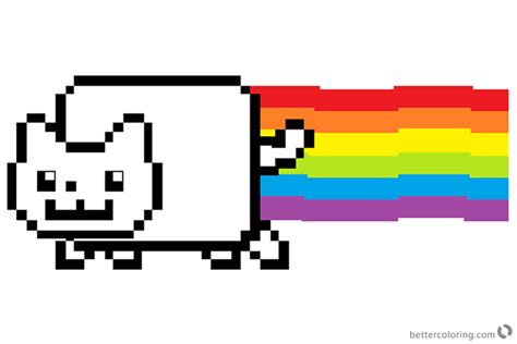 Nyan Cat Coloring Pages Rainbow Color Free Printable Coloring Pages