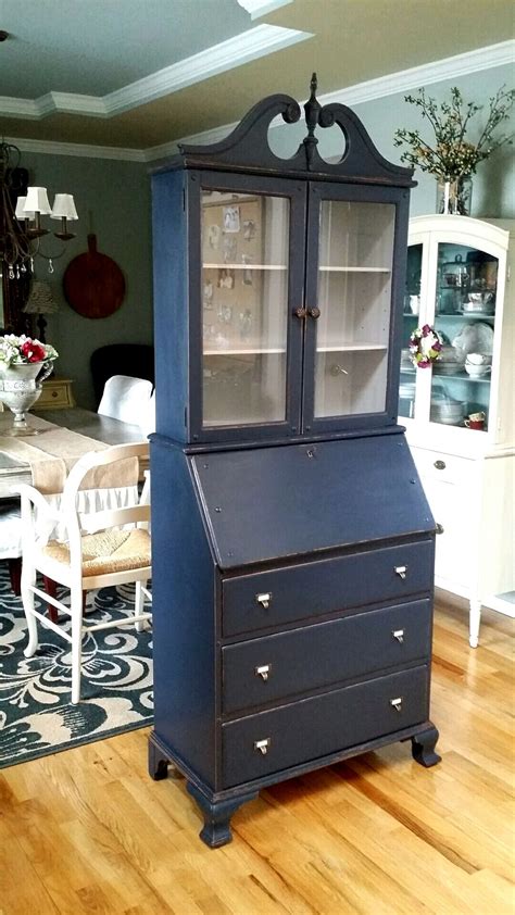 Turning it into a secretary was the perfect solution since it would fix the choppy layout and add more functionality! CBC designs | Navy furniture, Painting furniture diy, Painted secretary desks