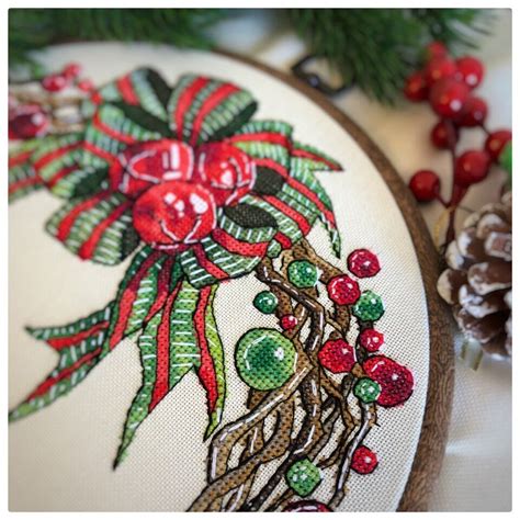 Christmas Wreath Cross Stitch Pattern Green Wreath Pattern Etsy