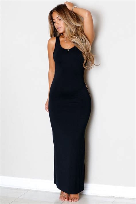 Moda Sexy Vestido Largo Negro Con Aberturas En Espalda 60455 55000 En Mercado Libre
