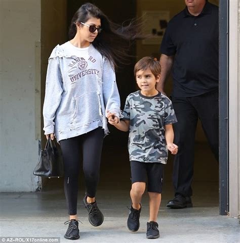 kourtney kardashian holds hands with son mason as they run errands together daily mail online