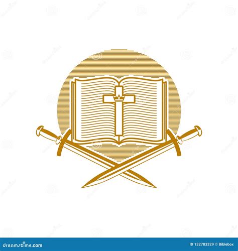 Logotipo Da Igreja Símbolos Cristãos Uma Bíblia Aberta A Cruz De Jesus