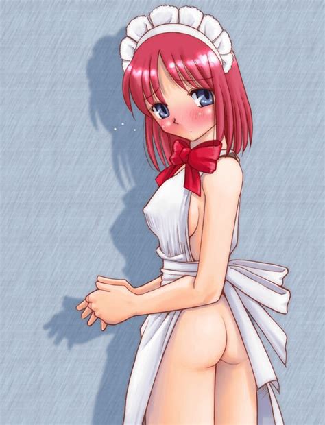 rule 34 apron ass blush erect nipples hisui hisui tsukihime maid naked apron solo tsukihime