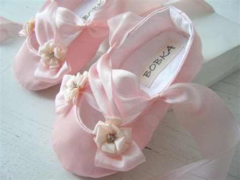 Items Similar To Pink Satin Ballet Slipper Baby Girl Shoes Rosalinde