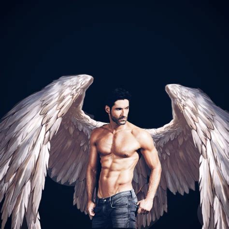 Tom Ellis Shirtless Lucifer Wings Male Angels Angel Artwork Tom