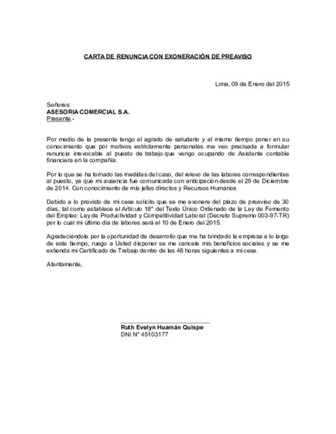 Modelo De Carta De Renuncia Peru Ministerio De Trabajo 2017 Images