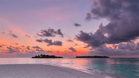 Download 1920x1080 Wallpaper Beach Island Sunset Clouds