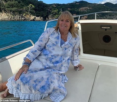 «having the most amazing well deserved break away with my daughter @bobbiedunford thank you. Linda Robson shows off her curves in a leaf print swimsuit ...