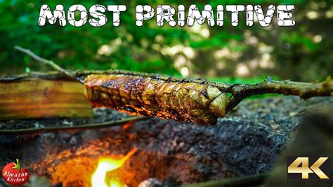 Bushcraft Roast Primitive Asmr Cook Youtube