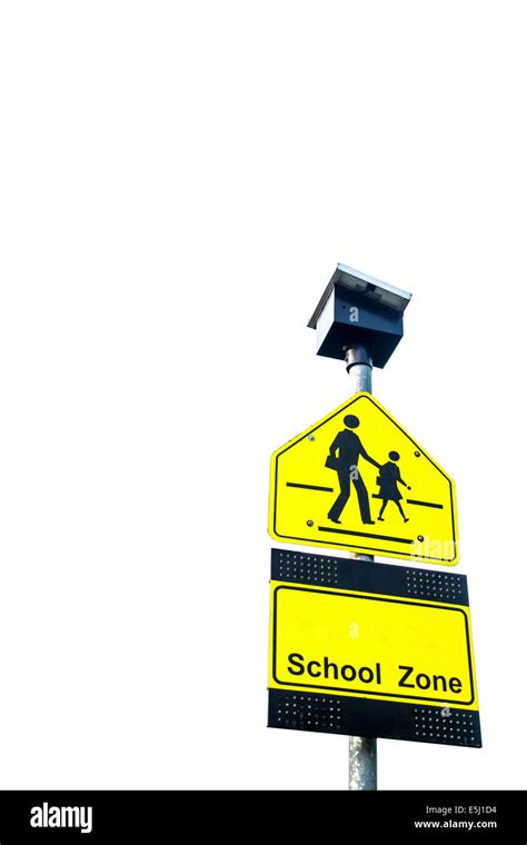 Traffic Sign School Warning Sign And Blue Sky Stock Photo Alamy