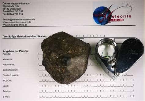 Formular Zur Meteoriten Prüfung Meteorit Auf Echtheit Prüfen Lassen
