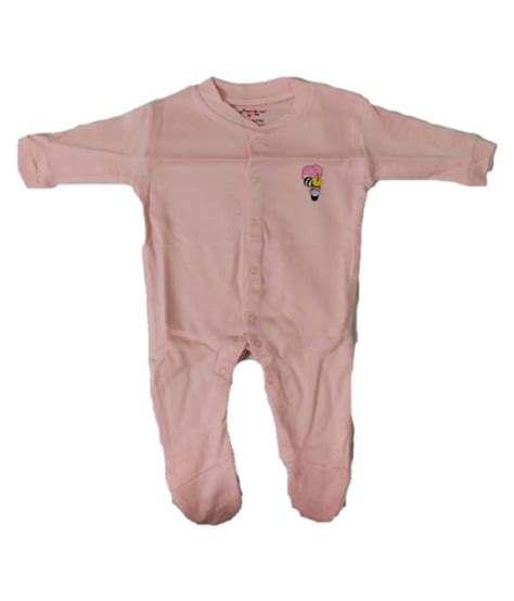 Baby Pink Color Long Sleeve Cotton Sleep Suit Romper For Babies By
