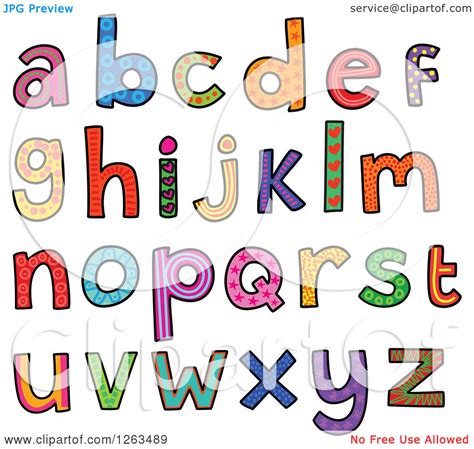 Clipart Of Colorful Patterned Alphabet Letters Royalty Free Vector