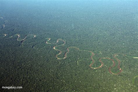 Aerial View Of A Meandering River In Perus Amazon