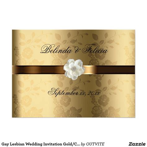 gold damask chocolate brown satin white flower invitation zazzle gold wedding invitations
