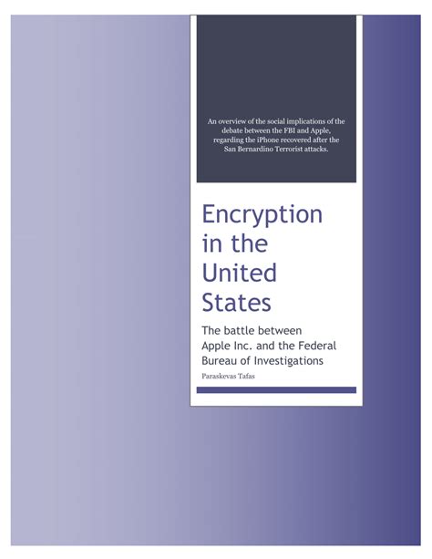 Pdf Encryption In The United States The Battle Between Apple Inc