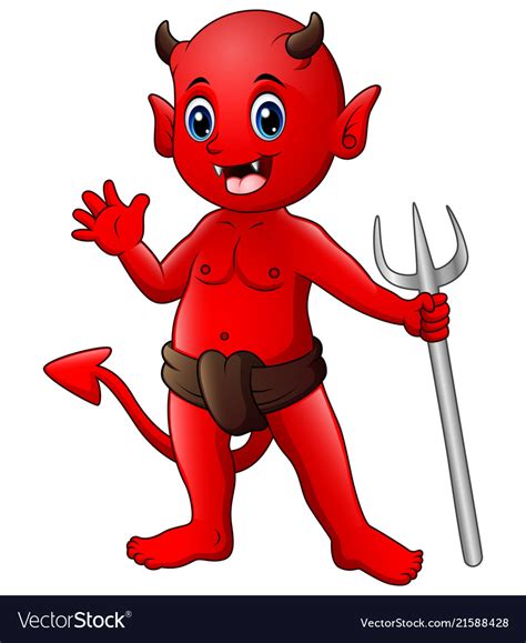 Little Red Devil Waving Royalty Free Vector Image
