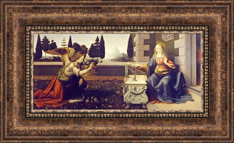 Leonardo Da Vinci Annunciation Framed Canvas Giclee Print 27x15 V03