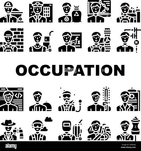 Male Occupation Job Collection Icons Set Vector Stock Vector Image