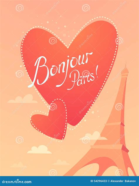 Love In Paris Bonjour Paris Stock Illustration Illustration Of Paris