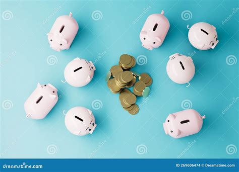 Storage Of Money In Piggy Banks A Lot Of Piggy Banks Among Which Are A