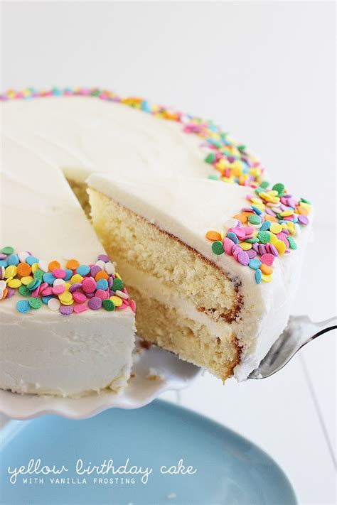 Yellow Birthday Cake With Vanilla Frosting The Comfort Of Cooking