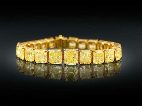 25 Million For Natural Fancy Vivid Yellow Diamond Tennis Bracelet