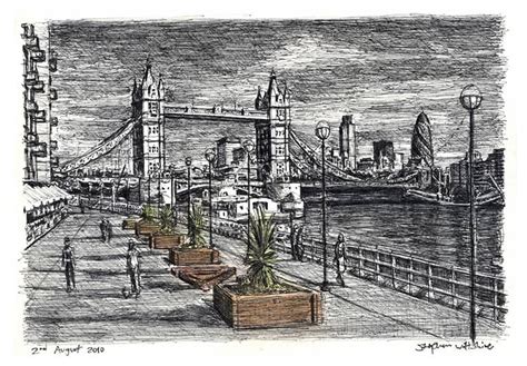 River Thames With Tower Bridge Original Drawings Prints And Limited
