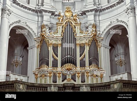 Germany Dresden 26 June 2018 Pipe Organ In Old Cathedral Of Holy