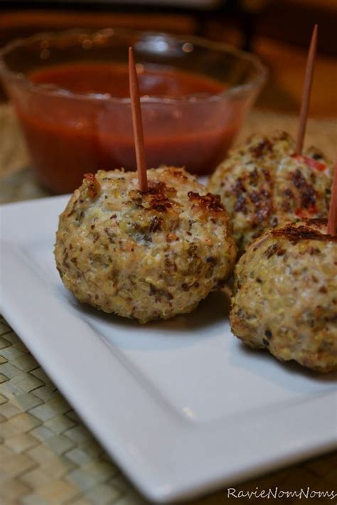 Quinoa Turkey Meatballs Serve With Wholemeal Pasta Tomato Sauce Some