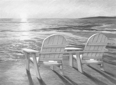 Sunset is a very romantic phenomenon when the day gives way tonight, you can sit and take a break from day problems, dream. Relaxing Sunset - Black And White Painting by Lucie Bilodeau
