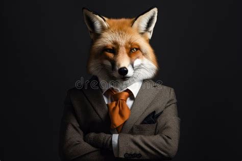 Fox Posing In Business Suit Red Fox Vulpes Generative Ai Stock Illustration Illustration Of