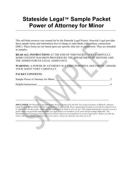 15 Free Power Of Attorney Forms For Minor Child Texas Free To Edit