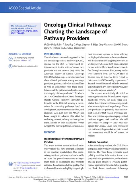 Pdf Oncology Clinical Pathways Charting The Landscape Of Pathway