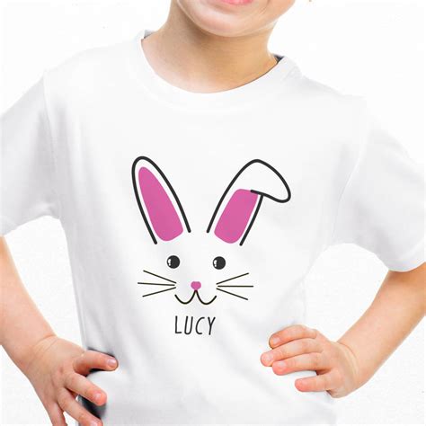Childrens Personalised Cute Bunny Face T Shirt By Sarah Hurley