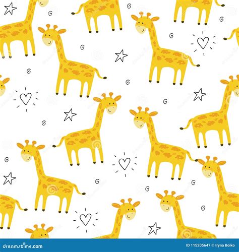 Cute Giraffe Pattern Print For Kids Stock Vector Illustration Of