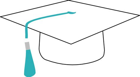 White Graduation Cap With Teal Ribbon Clip Art At Vector