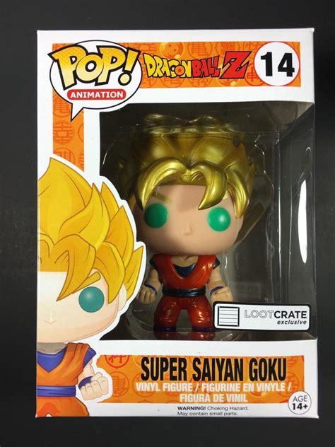 Metallic Goku Dragon Ball Z Saiyan Funko Pop Loot Crate Exclusive Dbz Gold Hair 1817384571