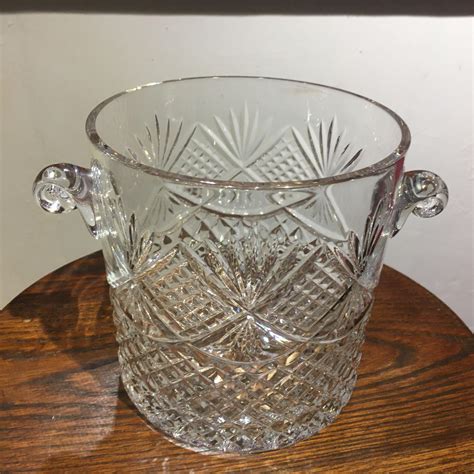 Heavy Lead Crystal Twin Handle Ice Bucket Antique Glass Hemswell Antique Centres