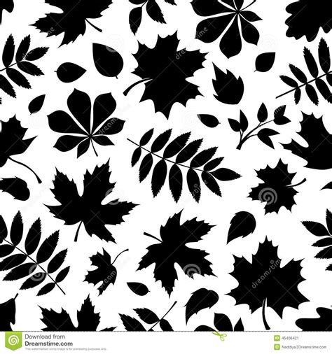 Seamless Pattern With Black Silhouettes Of Autumn Leaves