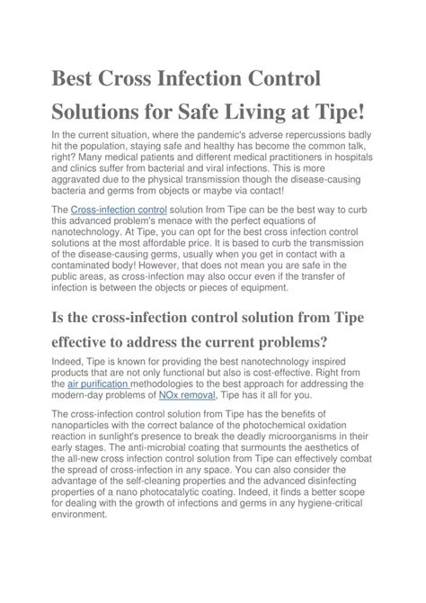 Ppt Best Cross Infection Control Solutions For Safe Living At Tipe