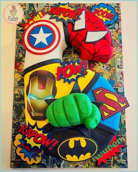 52 marvel vs comic heroes cup cake toppers premium wafer paper edible *stand up*. Marvel Cake by Cutsie Cupcakes | Superhero birthday cake ...