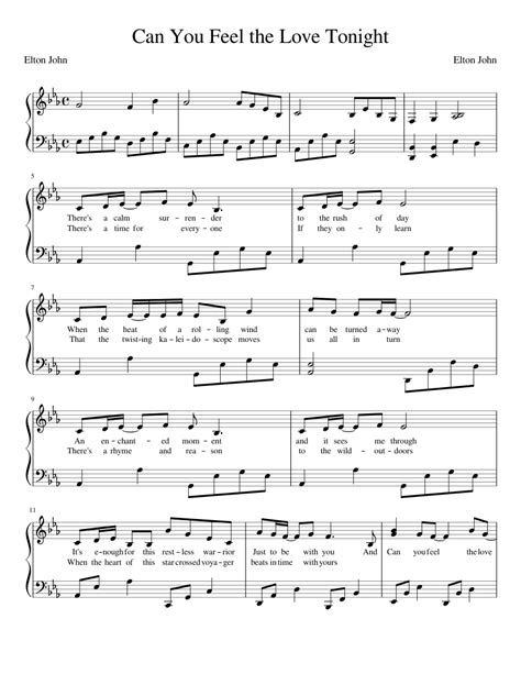 Can You Feel The Love Tonight 3 Sheet Music For Piano Solo Easy