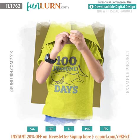 100 days cuttable design #2856513. 100 Jawsome Days SVG - FunLurn