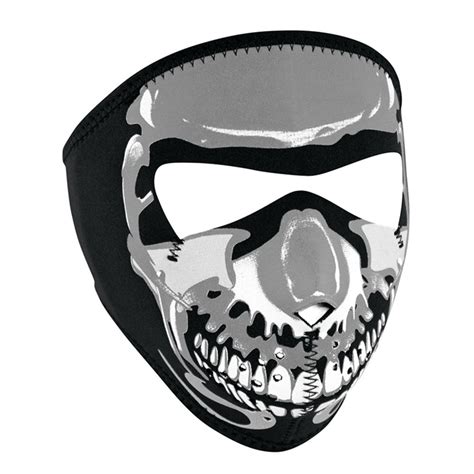 Neoprene Glow In The Dark Chrome Skull Small Face Mask