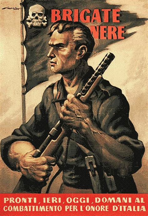 Vintage Italian Fascist Propaganda Black Brigade Italy Poster Art Print