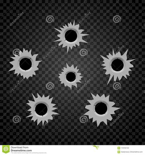 Bullet Holes Cracks Illustration Criminal Gun Steel Hole Target Shot