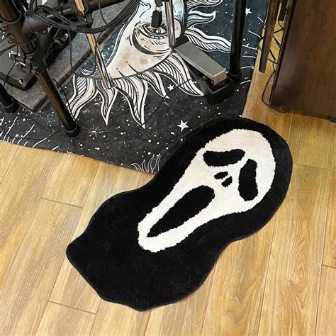 custom rugs ghostface rug dread black and white handmade etsy