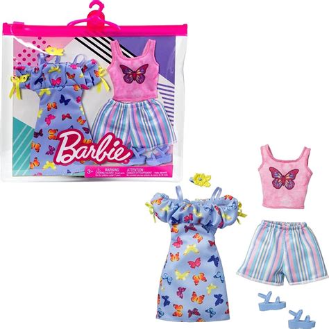Barbie Fashions 2 Pack Clothing Set 2 Outfits Butterfly Print Dress