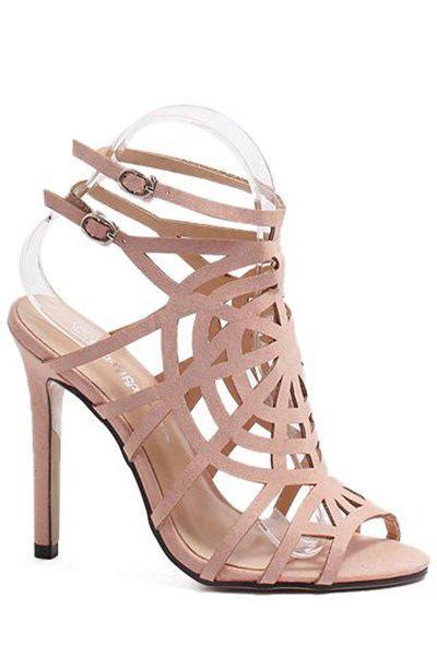 [37 off] 2021 buckle hollow out stiletto heel sandals in pink zaful